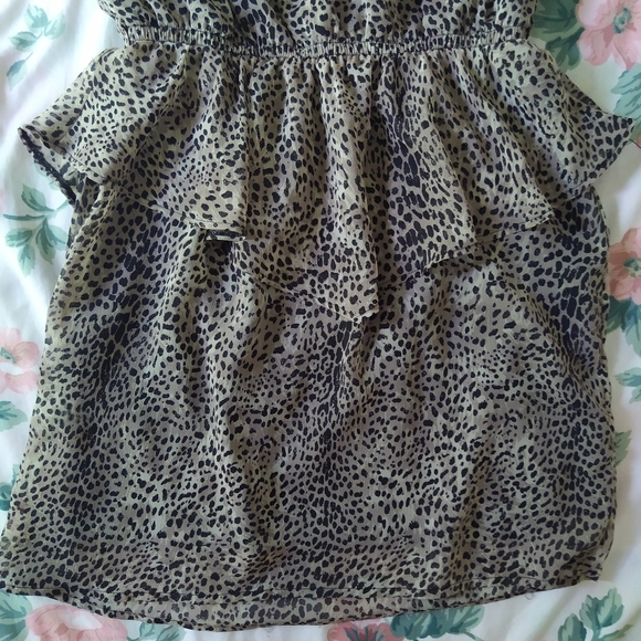 Leopard Animal Print Chiffon Peplum Summer Dress - Picture 4 of 9